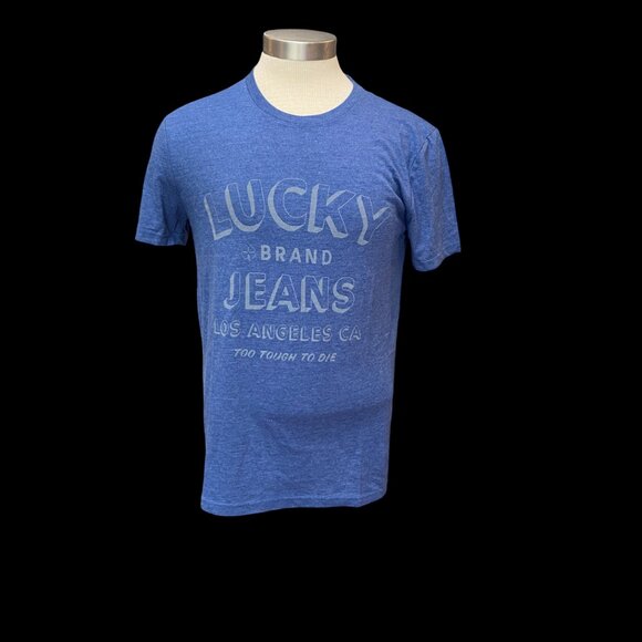 Lucky Brand Men's Graphic Tee Men's Sz S Blue Logo NWT Too Tough To Die - Picture 1 of 7